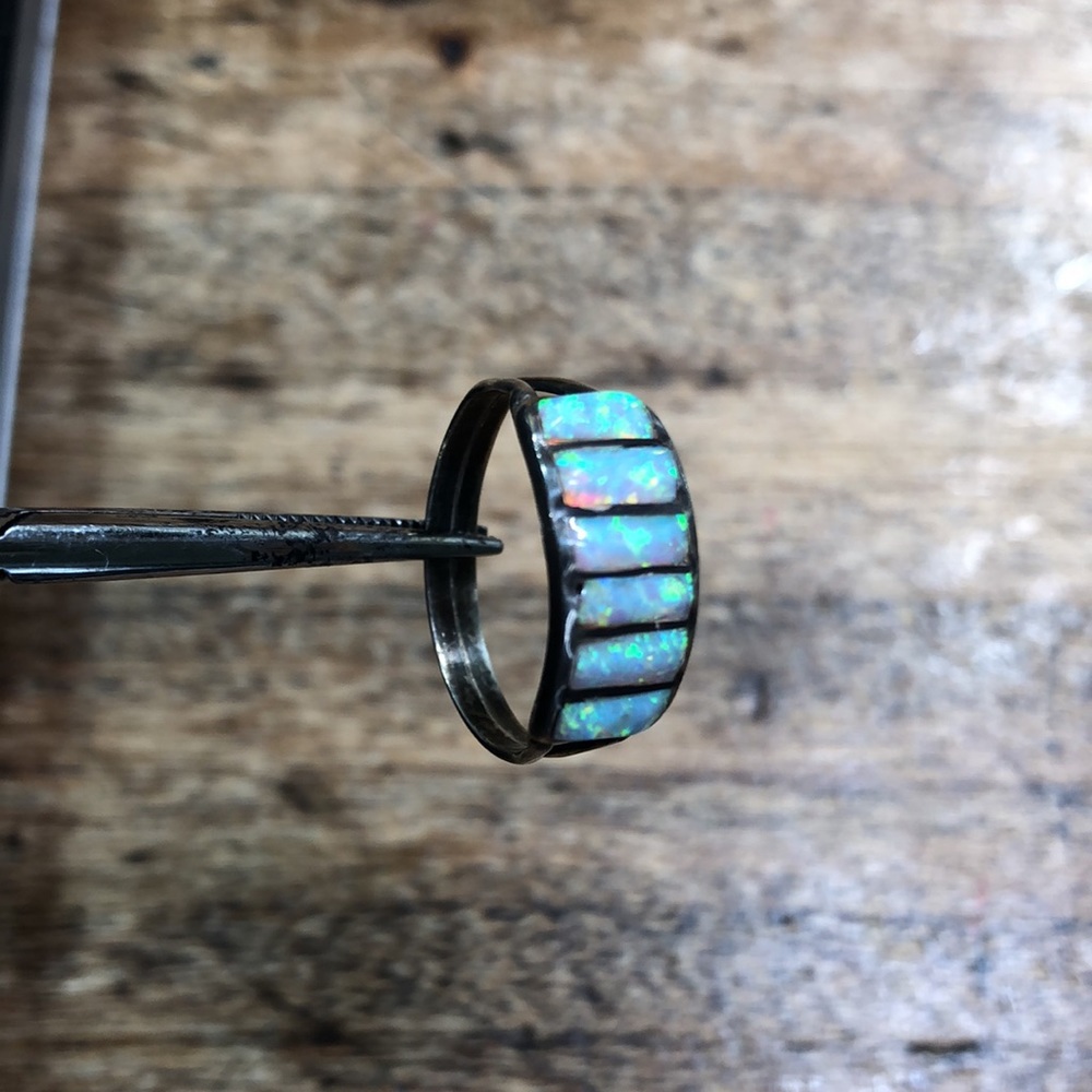 Opal and sterling silver ring size 7.5